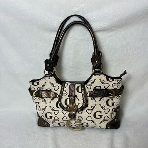 Vintage Y2K Guess monogram satchel bag with faux snakeskin accents